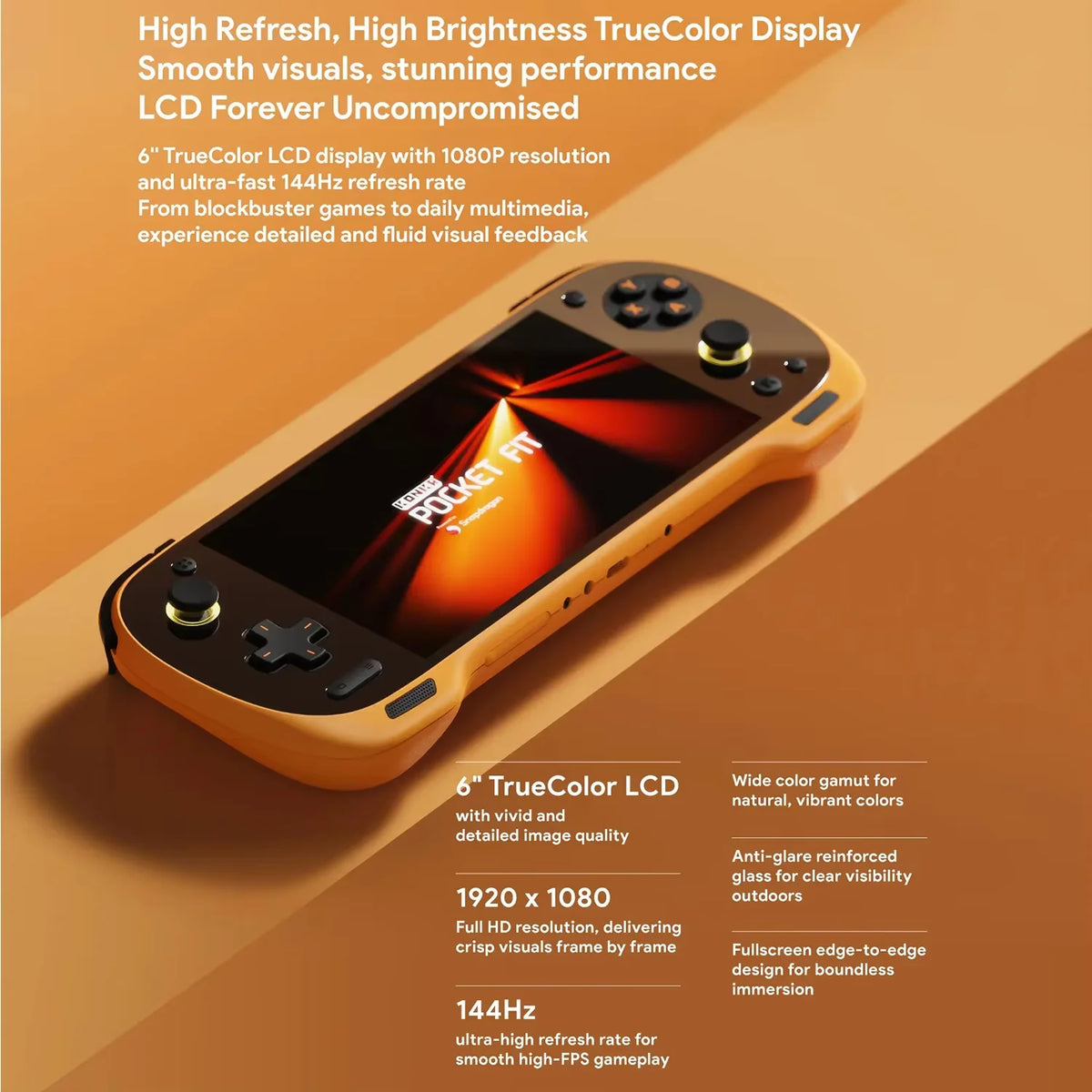 AYANEO Konkr Pocket FIT Retro Handheld Game Console G3 GEN3 6'' LCD 144HZ WiFi 7, Ultra-Low Latency Streaming,8000mAh Battery