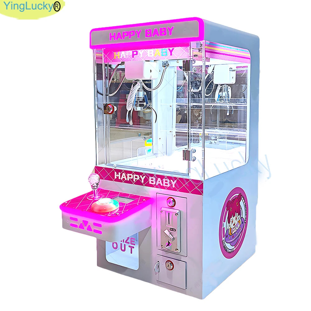 HAPPY Mini máquina de garra grúa de juguete para carnaval Arcade que funciona con monedas KTV Cinema LED 110V 220V, casa de marea