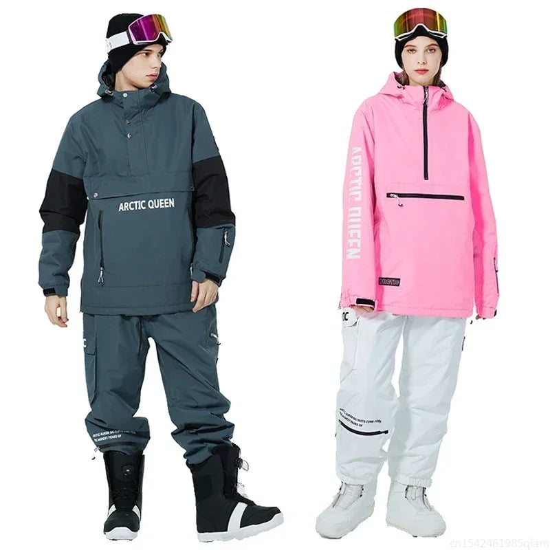 Conjuntos de Trajes de Nieve para Hombre y Mujer, Ropa de Snowboard, Ropa de Invierno para Exteriores, Sudadera con Capucha, Traje Impermeable, Chaqueta de Esquí + Pantalones