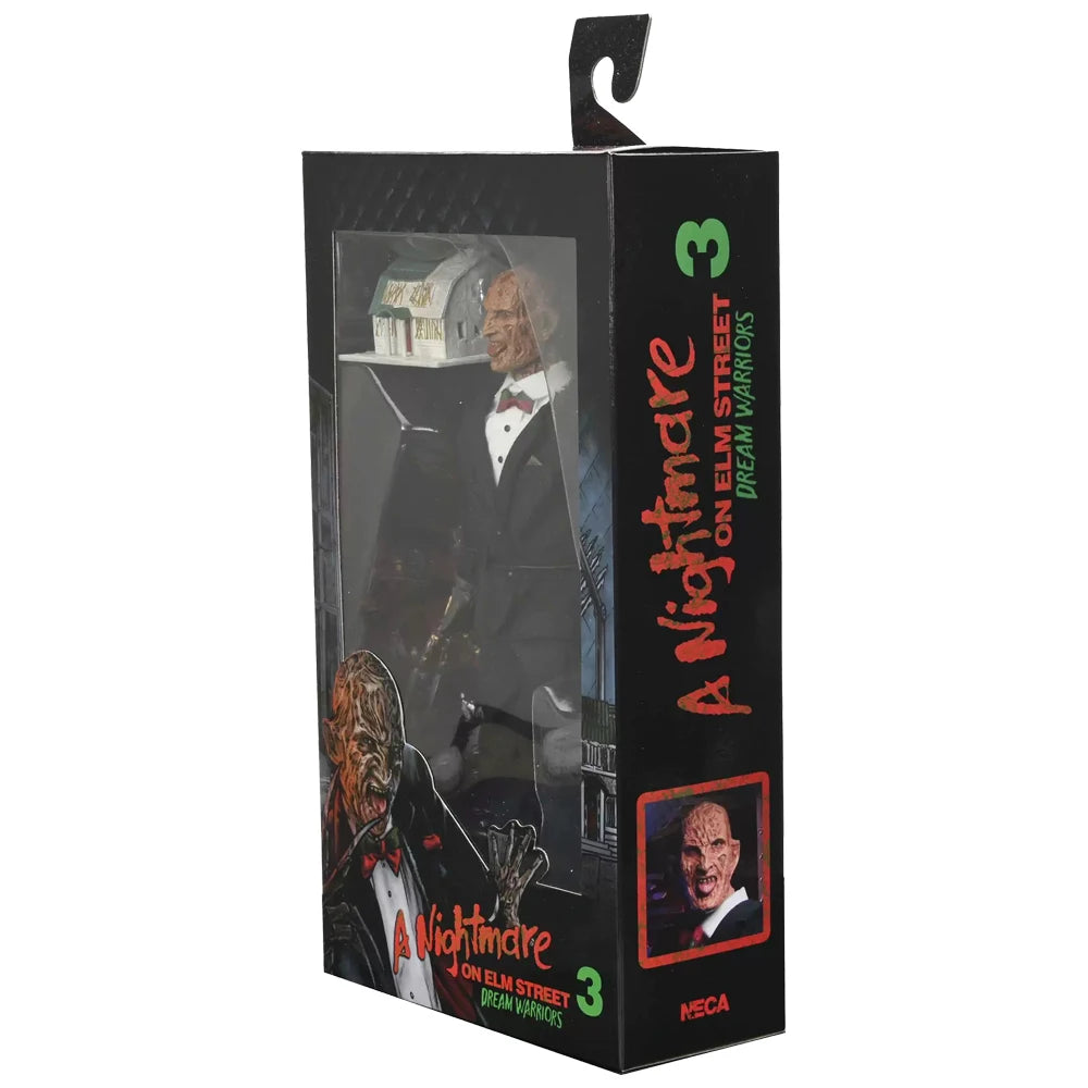 Figura de acción NECA Tuxedo Freddy de 8 pulgadas, modelo de la película A Nightmare on Elm Street 3, muñeco de Freddy, juguetes de terror, kit de garaje.