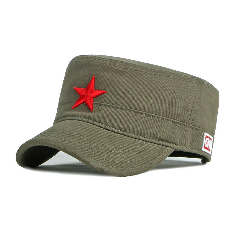 Gorra de béisbol plana de primavera para hombre, gorra tipo "dad" con bordado de pentagrama en 3D, gorra plana de béisbol con estrella roja, gorra de visera para uso diario y actividades al aire libre para hombre