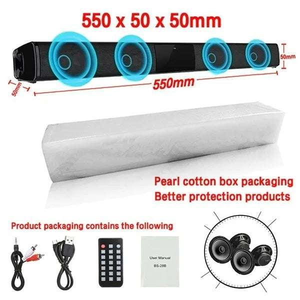 Sistema de sonido de cine en casa, Altavoz Bluetooth, altavoces de ordenador para TV, barra de sonido, caja, Subwoofer, Radio, centro de música, columna de caja de pluma