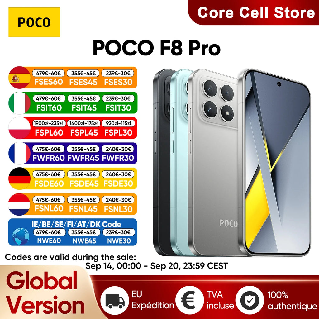 Global Version POCO F8 Pro 5G Smartphone Snapdragon® 8 Elite 6.59' Eye-care AMOLED Display 100W HyperCharge 6210mAh IP68 NFC
