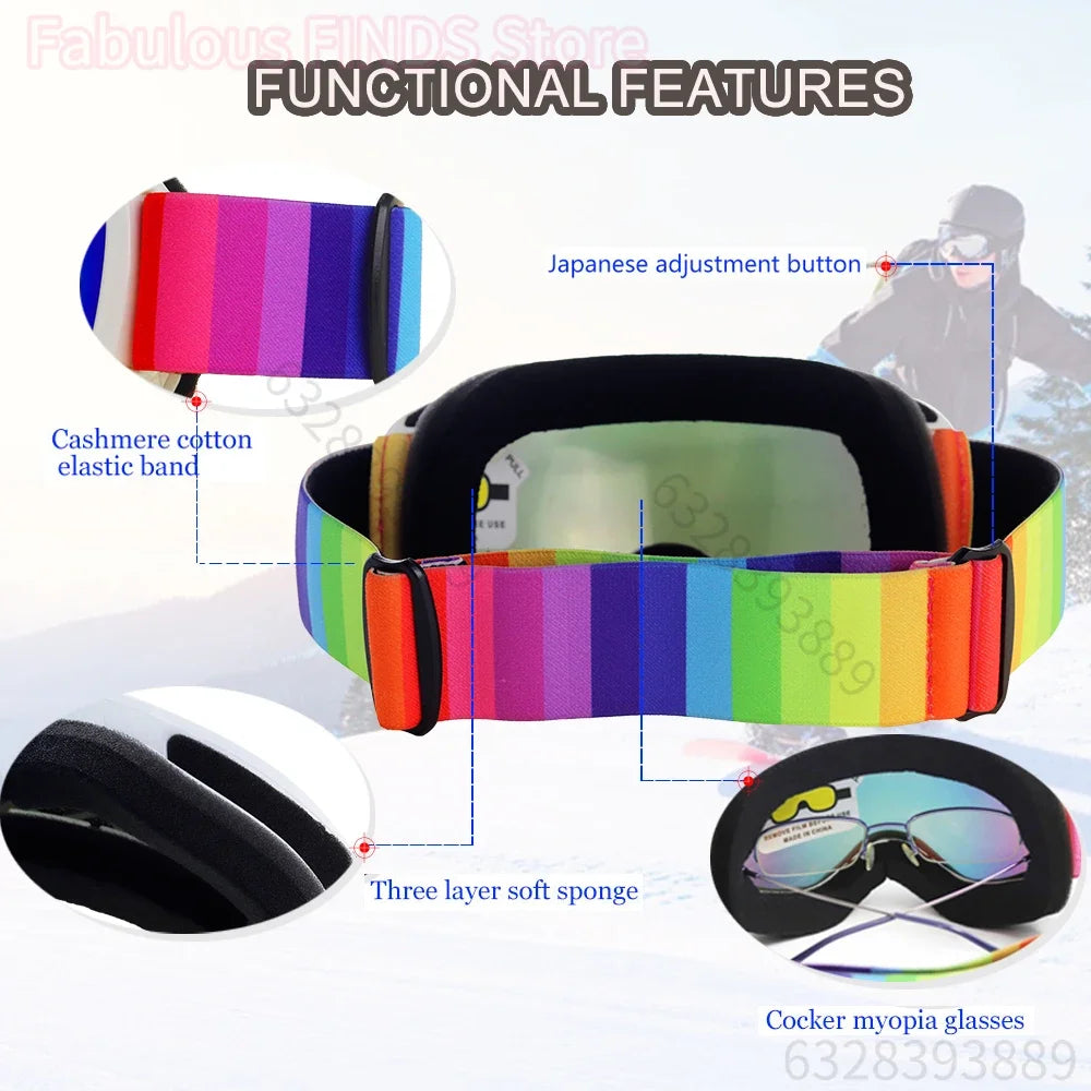 Gafas de esquí para niños de 4 a 14 años, antiniebla, doble capa, UV400, gafas de nieve, deportes al aire libre, Snowboard de invierno, gafas de esquí para niños