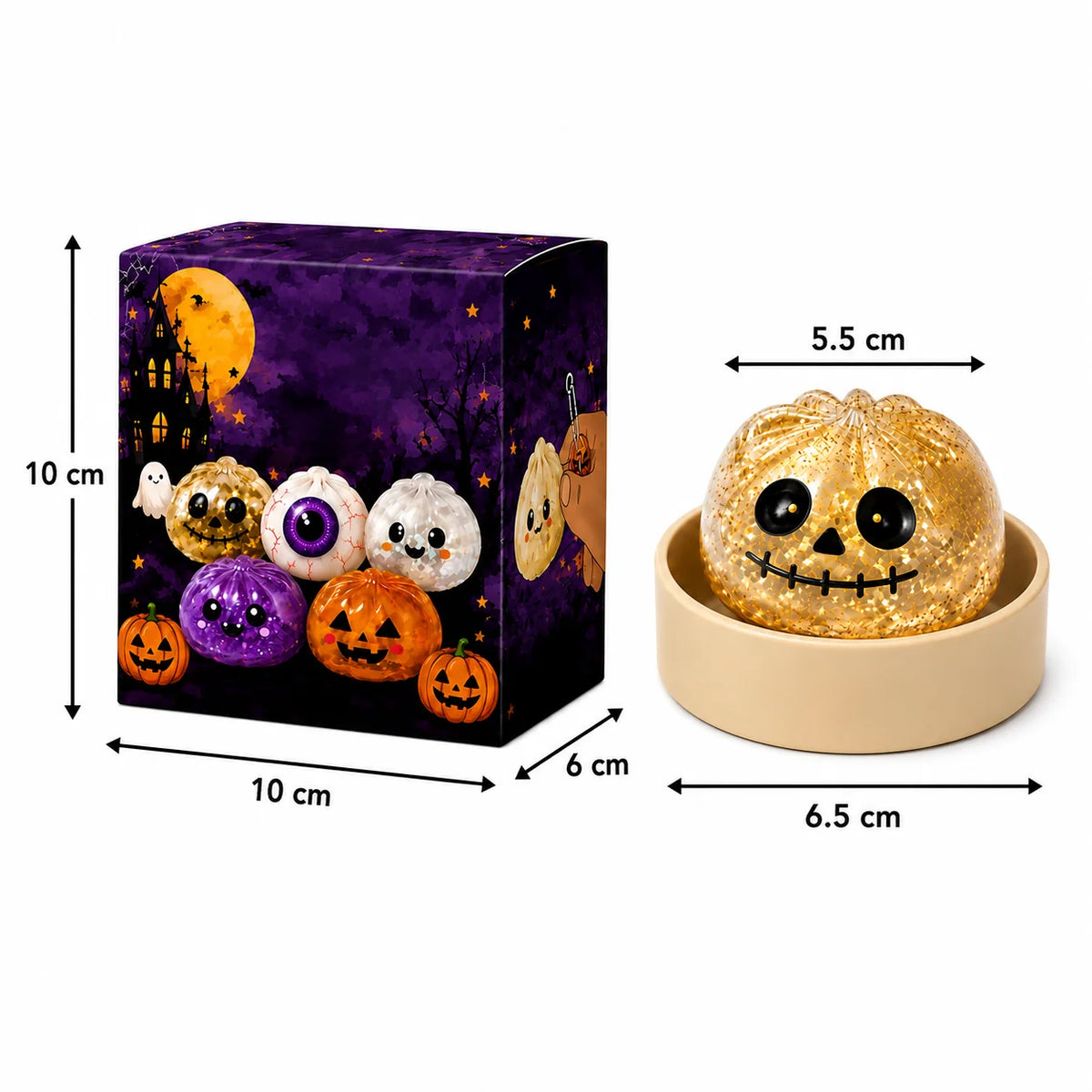 Juguete Antiestrés de 5.5cm/8.5cm con Forma de Fantasma de Halloween, Squishy de Presión de Ascenso Lento para Niños y Adultos, Regalo Antiansiedad