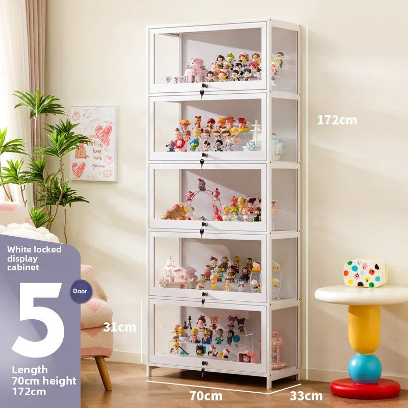 Vitrina transparente para Lego con cerradura, armario para adornos y cajas ciegas, almacenamiento de accesorios, estilo clásico y funcional.