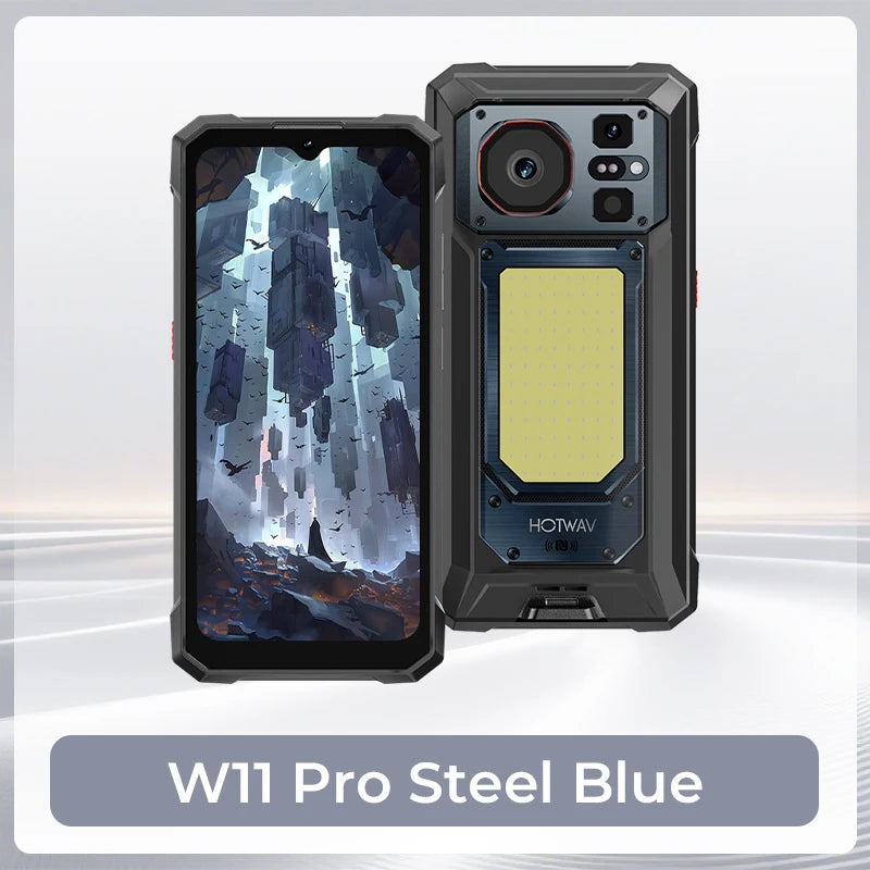 HOTWAV Newest W11 Pro Android 16 Octa-core Rugged Cellphone 6.6'' FHD+ 120Hz Display 20800mAh Massive Battery 33W Fast Charging Smartphone 6GB RAM 256GB ROM Super Camping Light 64MP+20MP+16MP Camera Mobile Phone With Hi Hoti