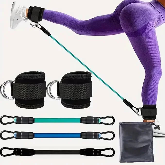 Juego de Bandas de Resistencia con Correas para Tobillos, Equipo de Ejercicio, Pesas para Tobillos, Banda Elástica de Yoga para Gimnasio, para Hombre y Mujer