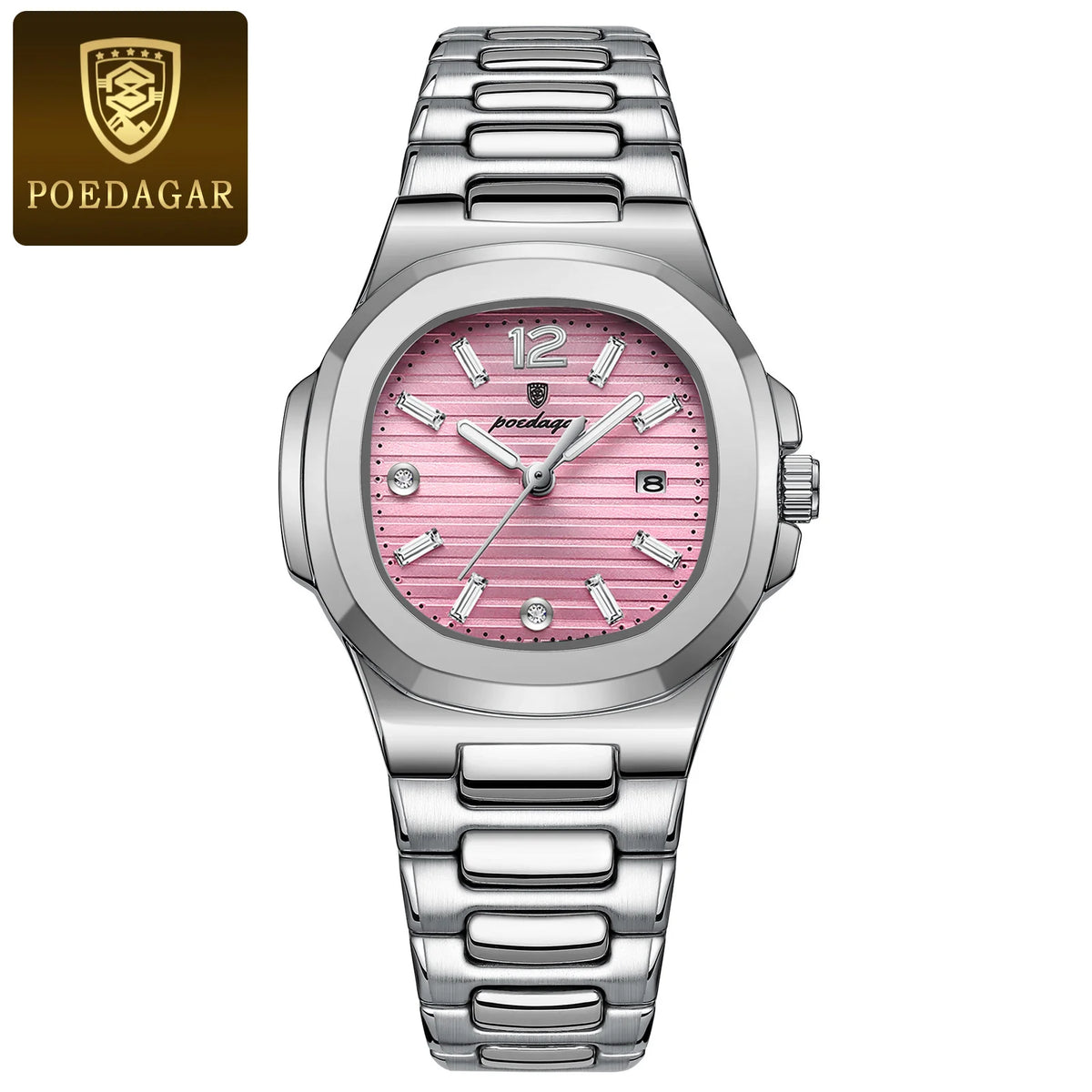 POEDAGAR Reloj de pulsera cuadrado de moda para mujer, luminoso, resistente al agua, con fecha, de lujo, de cuarzo de alta calidad para mujer, Reloj
