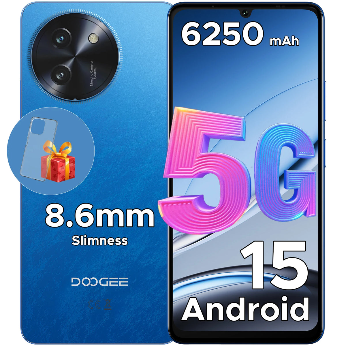 Smartphone DOOGEE Note 59 5G 32GB 128GB, batería grande de 6250mAh, 6.75", 120Hz, Unisoc T8200, Widevine L1, NFC, teléfono móvil Android 15