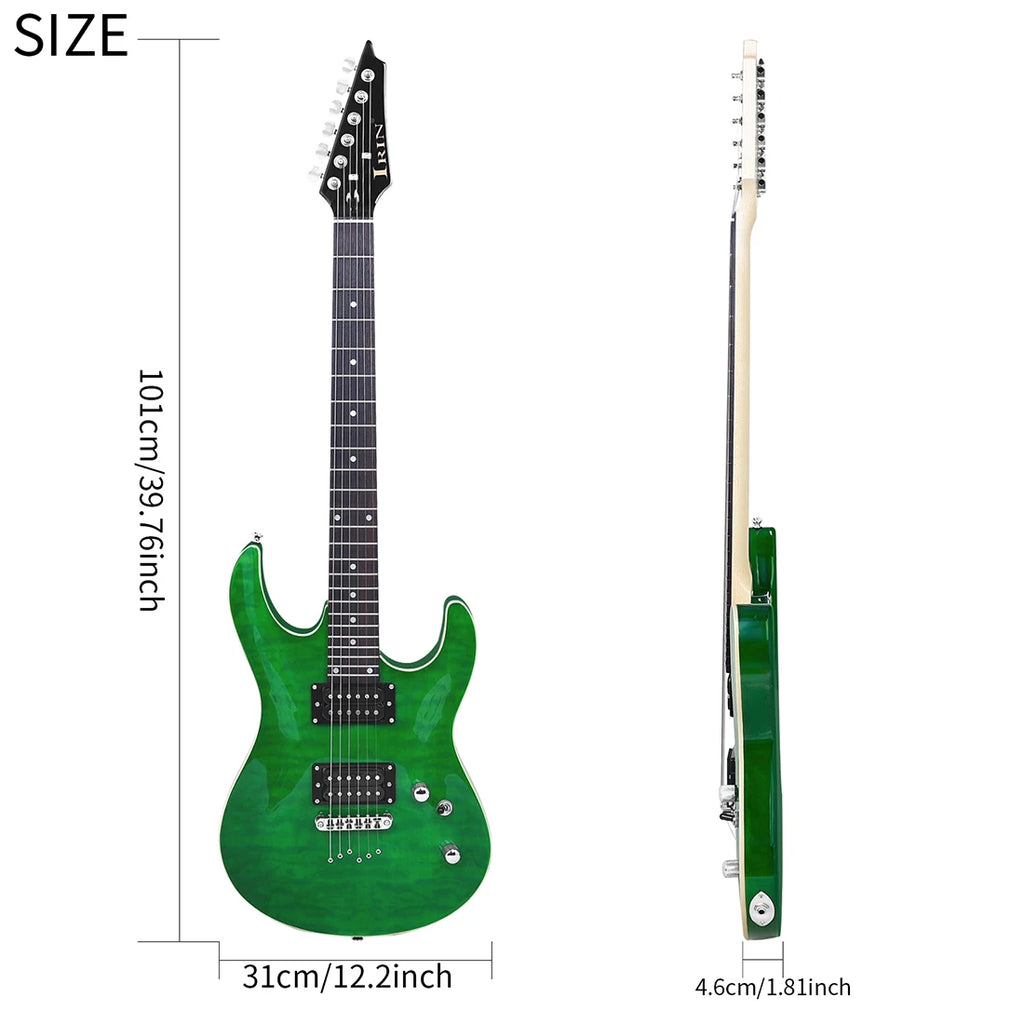 IRIN-Kit verde para guitarra eléctrica, tecnología, diapasón de madera, perspectivas, sonido melodioso elegante para guitarra principiante, el mejor regalo