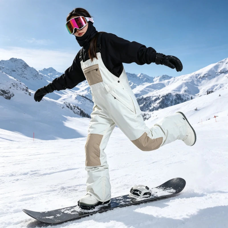 Pantalones de Esquí para Invierno 2026, Impermeables, Resistentes al Viento, Cálidos y Transpirables, con Bloques de Color, para Snowboard y Actividades al Aire Libre