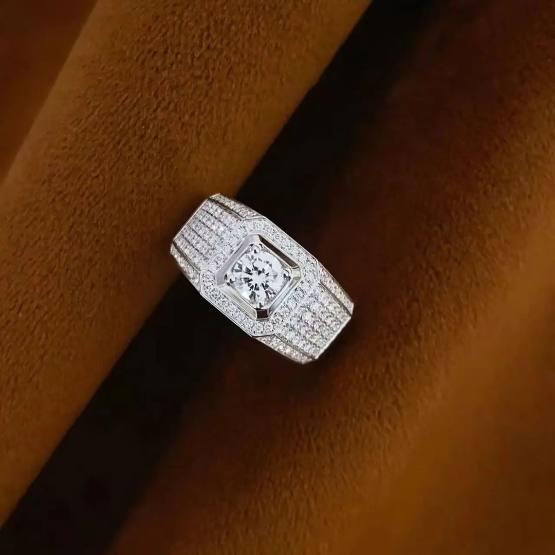 Anillo de Diamante Cultivado en Laboratorio con Corte Redondo, Certificado IGI, 0.50ct, D VS1, Oro Sólido de 18K, Anillo de Compromiso y Boda de Lujo para Hombre, Regalo para Él