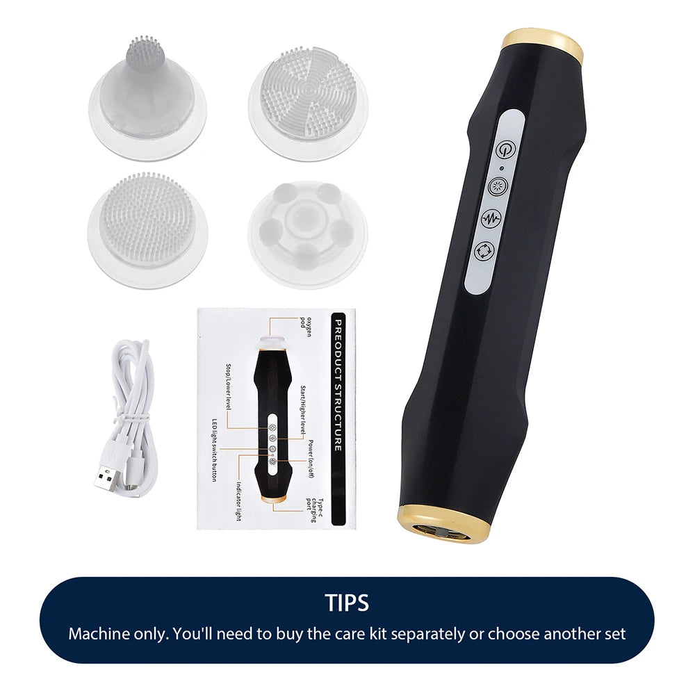Máquina Facial Portátil de Burbujas de Oxígeno, Pluma de Burbujas de CO2, Dispositivo de Belleza para Limpieza Facial con Agua, Masajeador con Cápsulas de CO2