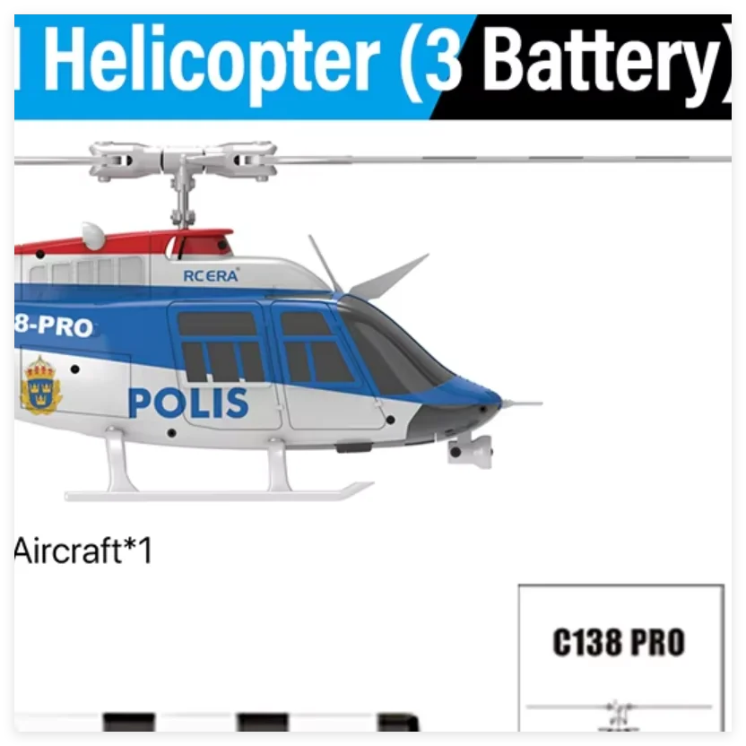 RC ERA C138 PRO Helicóptero 1/33 6 canales 6 ejes Gyro 2.4G Flujo óptico Posicionamiento 100M