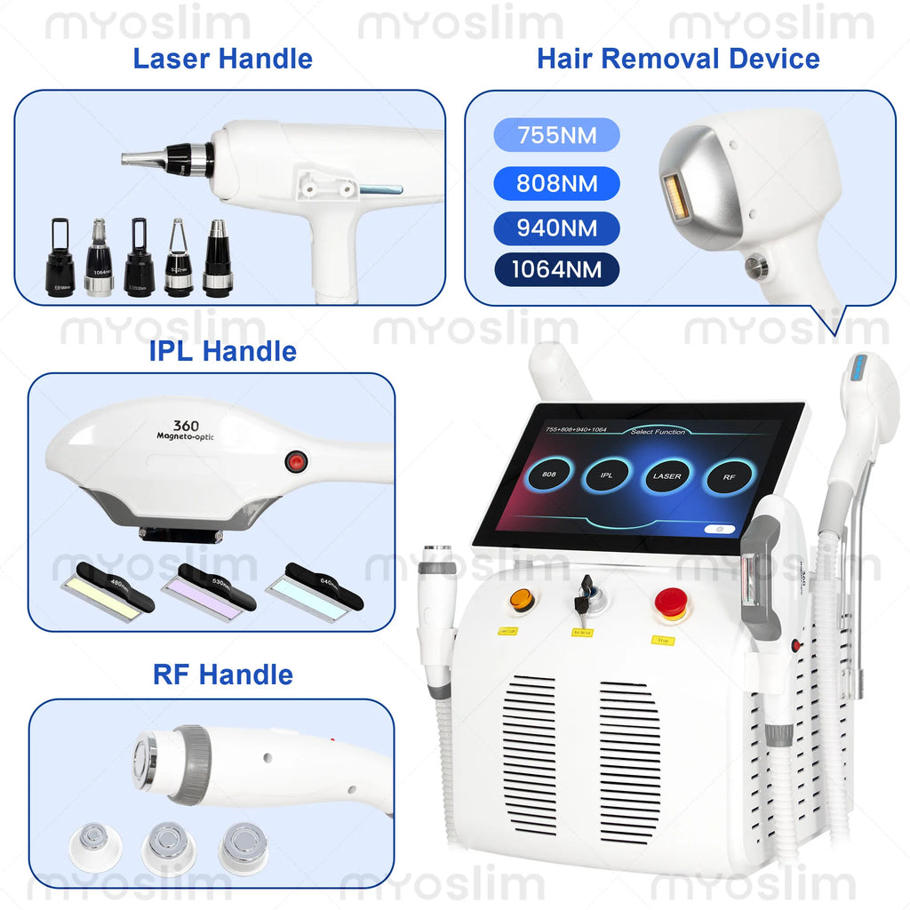 Nueva Máquina 4 en 1 de Depilación y Eliminación de Tatuajes con Diodo Pico 808, Peeling de Carbono, RF, IPL, Nd Yag Picosecond Opt