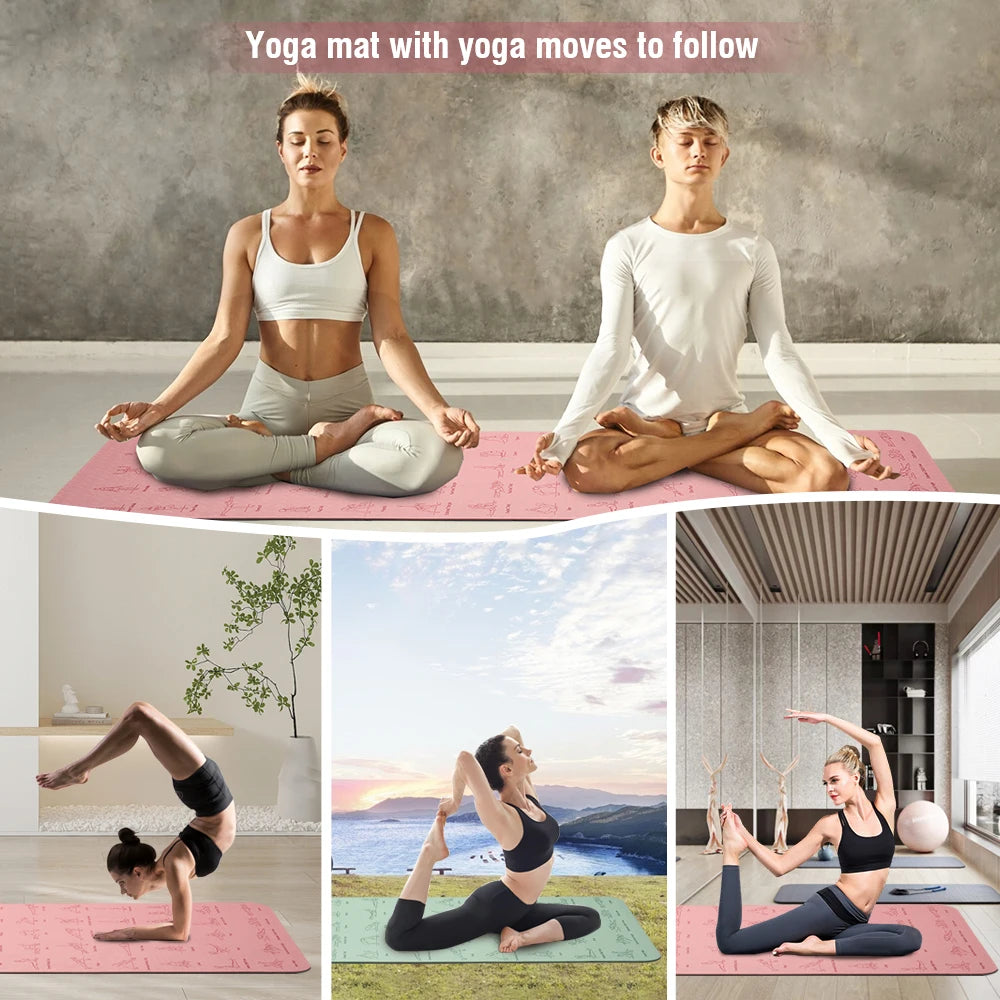 Estera de Yoga TPE de 183cm x 57cm, estera deportiva antideslizante ecológica para ejercicio, Yoga y Pilates, estera de gimnasia, equipo de Fitness
