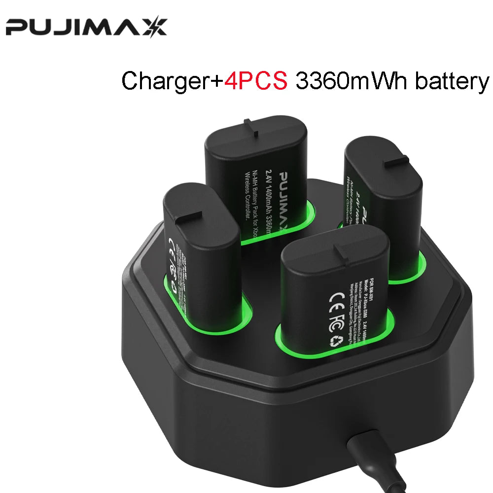 Paquete de baterías recargables PUJIMAX 3360mWh Ni-MH para XBOX Serie S/X y XBOX ONE S/X/Elite con cargador + cable de carga