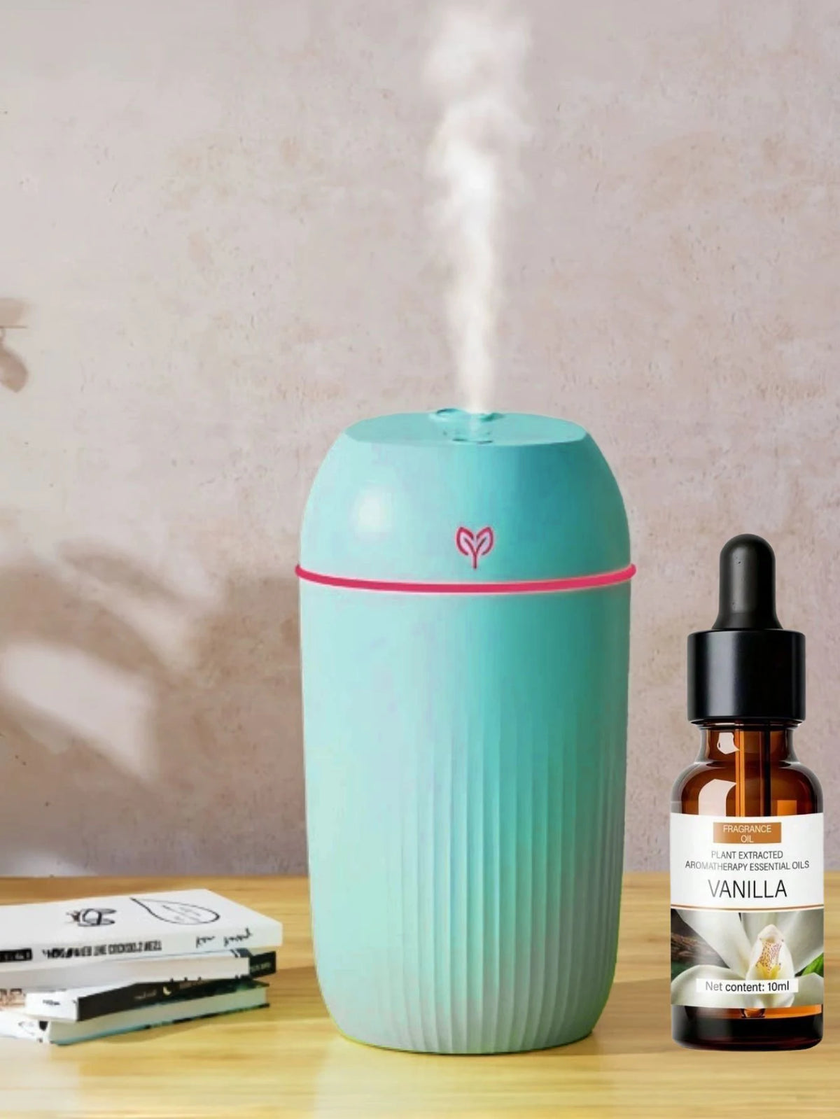 Humidificador ultrasónico portátil USB de 420 ml, mini difusor de aceites esenciales, purificador de aire para coche, generador de niebla aniónica con aroma.