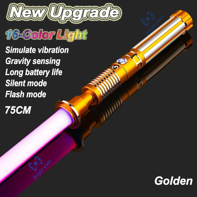 Juguete de sable de luz láser de metal, sable de luz RGB con 15 cambios de color, sonidos, efectos Force FX, FOC, juguete bláster, regalo de espada láser Jedi