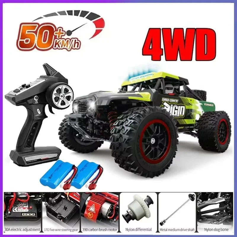 Coche teledirigido SCY16101 16102 de alta velocidad 70 km/h, coche teledirigido con tracción a las cuatro ruedas para niños, motor sin escobillas con LED