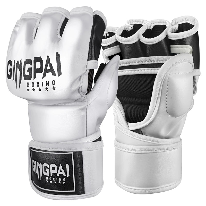 Nuevos guantes MMA de lucha de medio dedo, saco de boxeo de PU, guantes de boxeo de cuero PU de alta calidad, guantes de competición de media lucha MMA