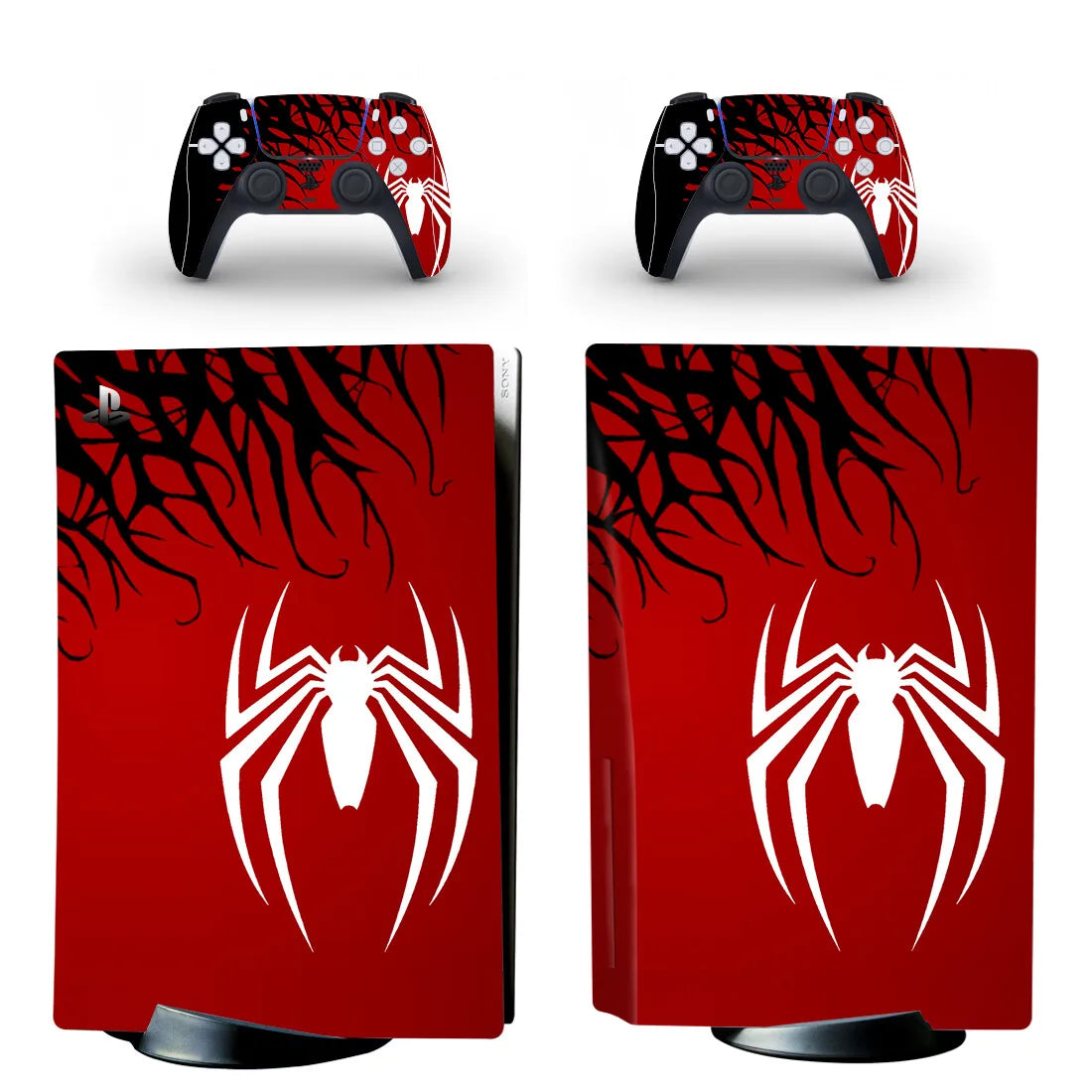 Adhesivo de película Spider para PS5 edición disco, funda protectora para consola y 2 mandos, vinilo para PS5 edición disco