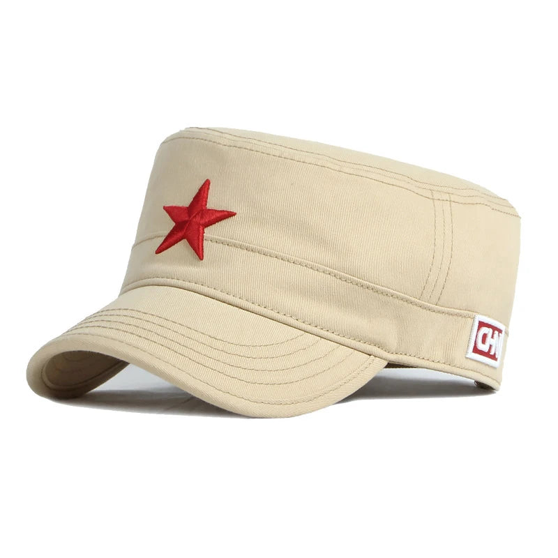 Gorra de béisbol plana de primavera para hombre, gorra tipo "dad" con bordado de pentagrama en 3D, gorra plana de béisbol con estrella roja, gorra de visera para uso diario y actividades al aire libre para hombre