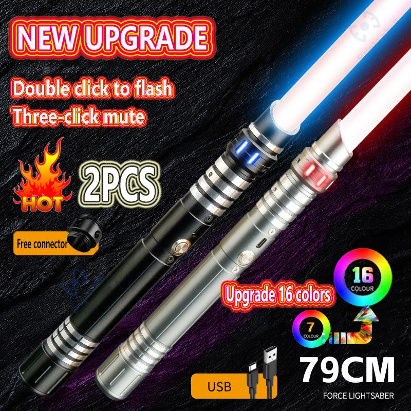 Juguete de espada láser de metal, sable de luz RGB con 7 colores, sonido, efectos Force FX, FOC Blaster, espada láser Jedi para niños, regalo