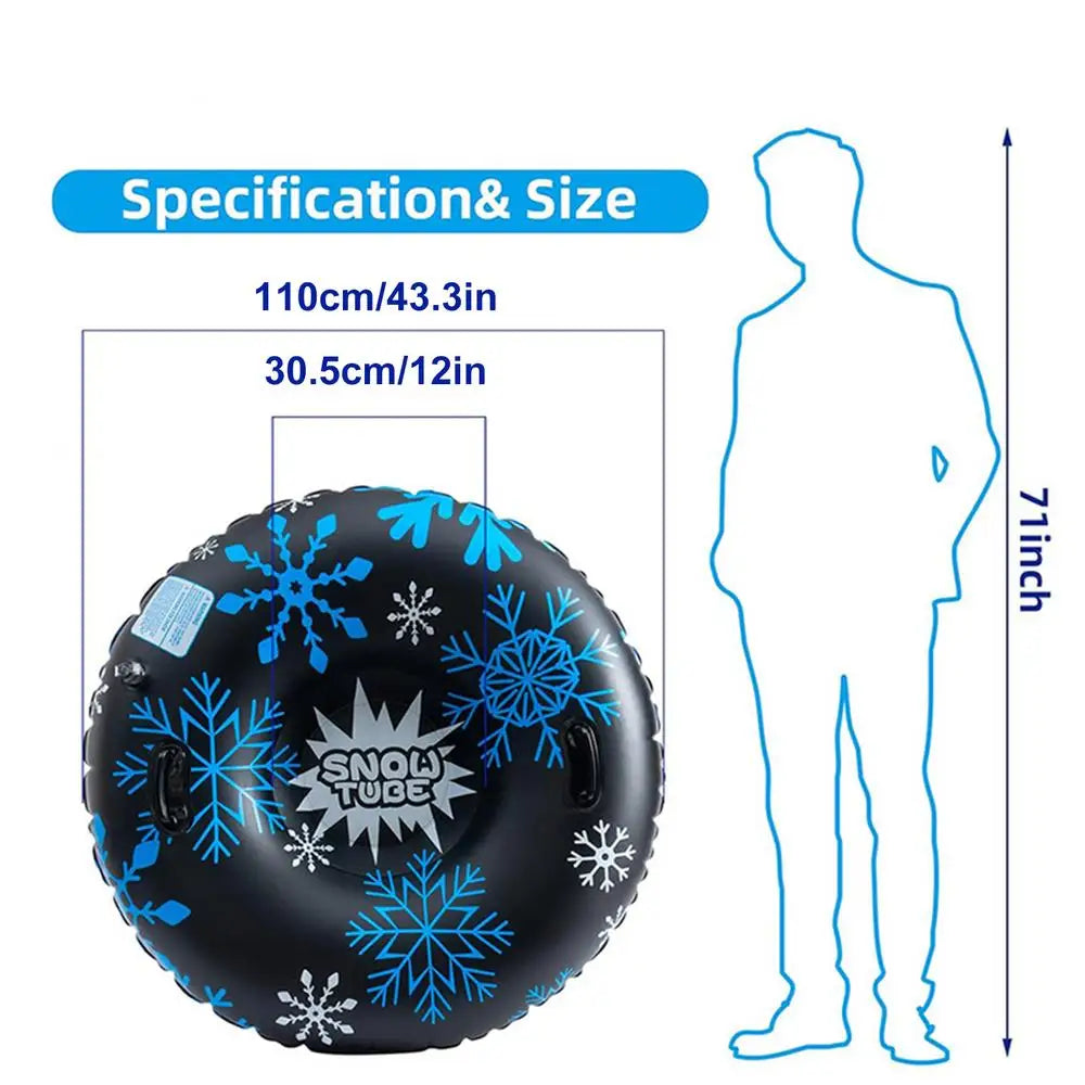 Tubo de nieve inflable, anillo de remolque para deportes al aire libre para adultos, tabla de esquí de PVC engrosada con forma de copo de nieve, trineo de nieve en forma de donut, equipo de trineo