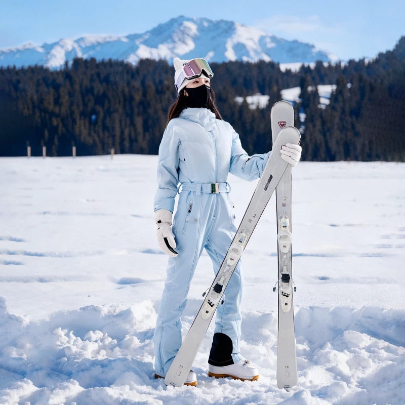 Nuevos Conjuntos de Esquí para Mujer 2026: Monos de Nieve Impermeables, Cortavientos y Cálidos para Deportes al Aire Libre, Transpirables, Sólidos y con Capucha