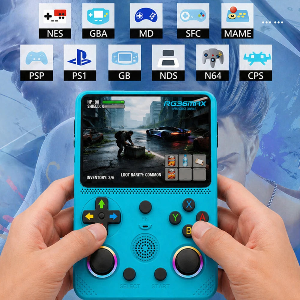 Consola de juegos retro portátil RG36max 2026, pantalla IPS HD de 3,5 pulgadas, 680x480, sistema Linux, modelo más reciente