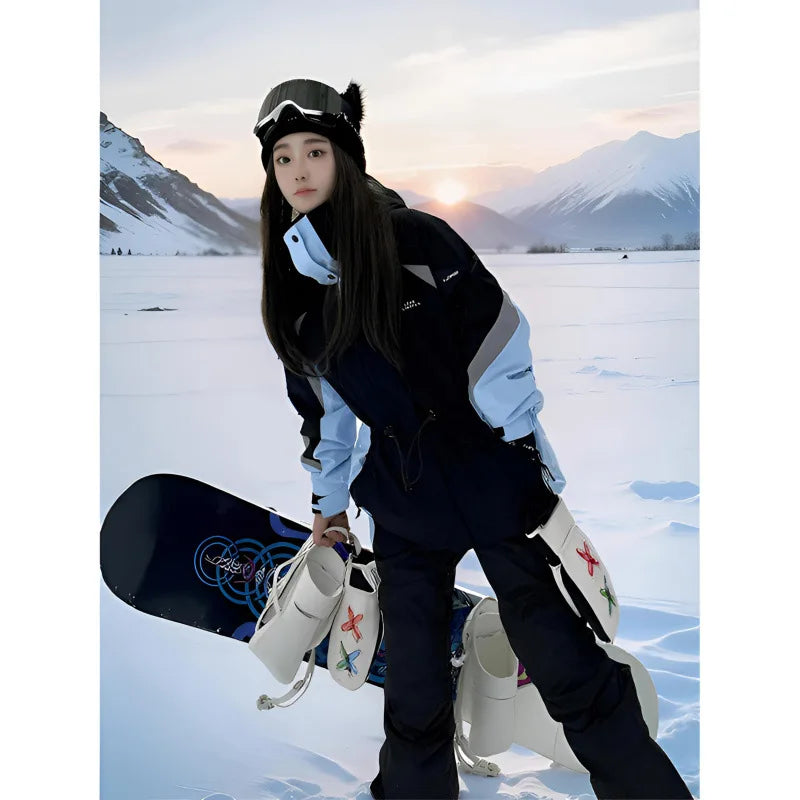 Conjunto de traje de esquí de invierno de alta calidad, mono de snowboard para hombre y mujer, impermeable, cortavientos, con aislamiento térmico, para deportes al aire libre y esquí.