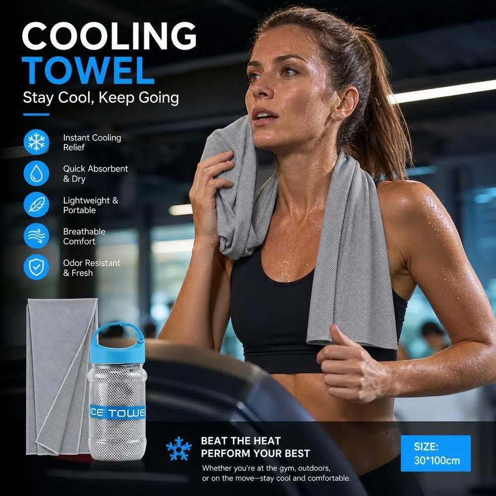 Toalla refrescante transpirable con estuche, toallas de microfibra suaves de secado rápido, prevención de golpes solares, toalla ligera para yoga, natación y gimnasio