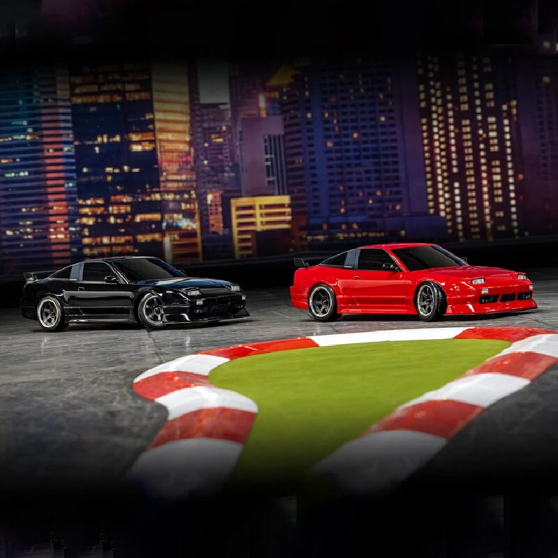 Nuevo modelo de coche de control remoto Nissan 240SX a escala 1/10, con tecnología 4-Tec, carrocería con sistema de frenos de pinza, tracción trasera y función de derrape, 105247-4, juguete para adultos.