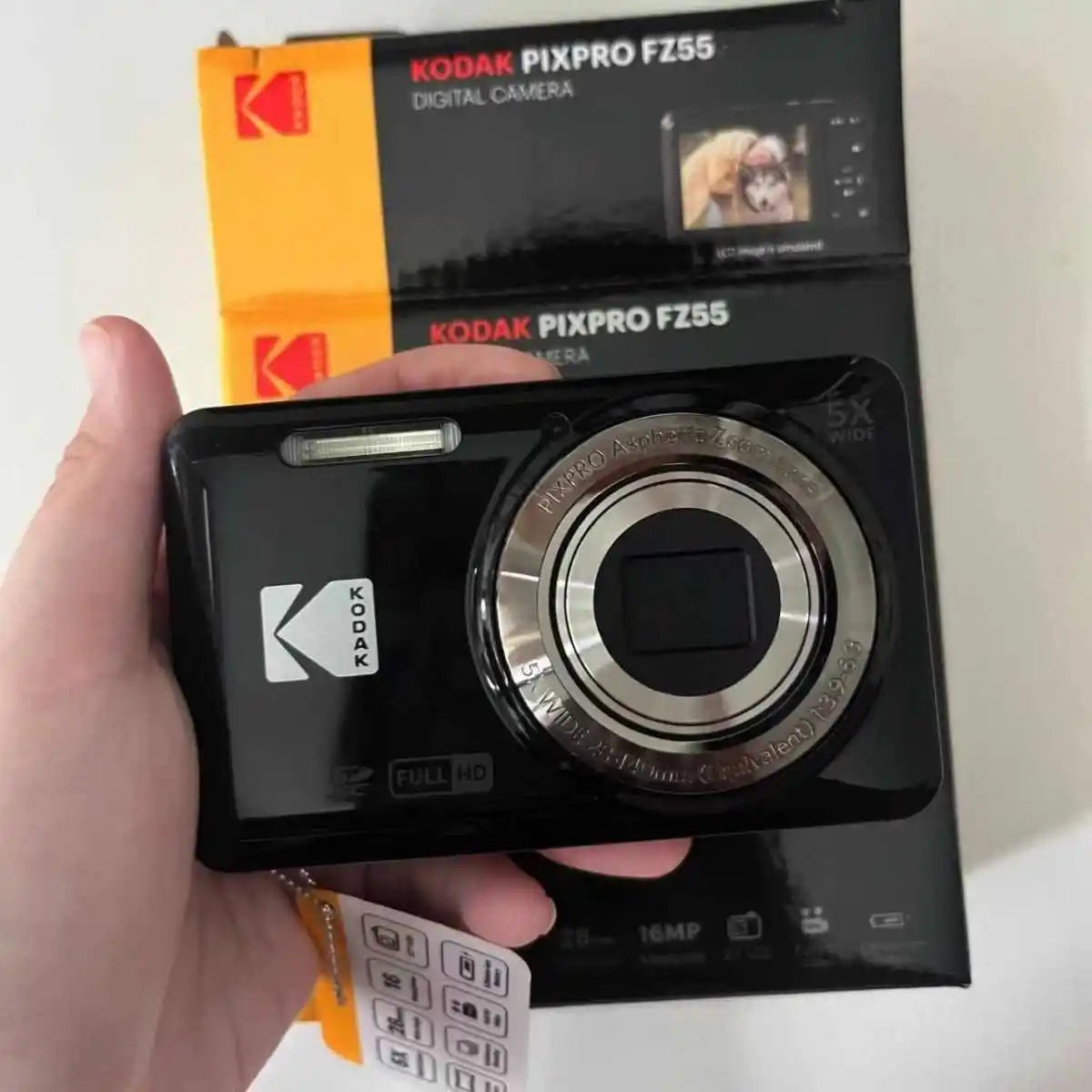 Cámara de video vlogging Full HD original KODAK PIXPRO FZ55, cámara digital 1080P de 16MP con pantalla LCD de 2.7 pulgadas, zoom óptico 5X y gran angular de 28 mm para video.