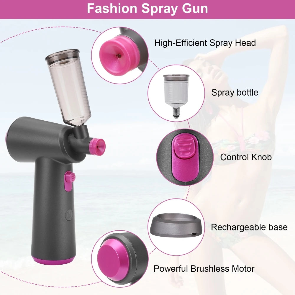 Máquina de bronceado en aerosol para el hogar, autobronceador portátil, herramienta pulverizadora de bronceado eléctrica sin escobillas, aerógrafo de niebla corporal