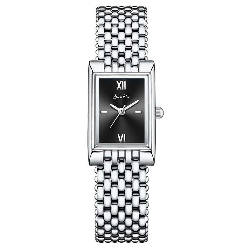 Reloj de cuarzo LIGE de moda de lujo para mujer, correa de acero inoxidable, reloj cuadrado impermeable para mujer, reloj casual de negocios