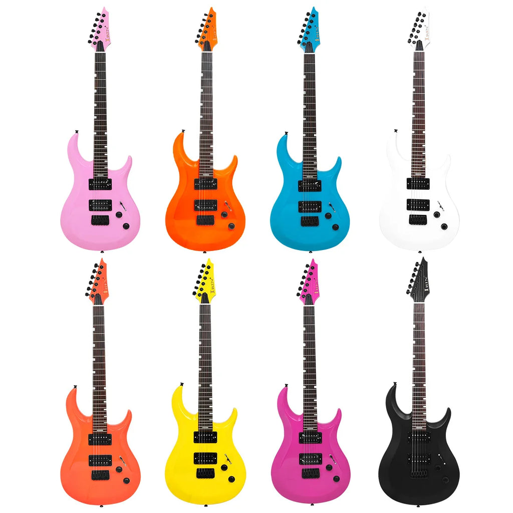 Nueva Guitarra eléctrica IRIN de 24 trastes, 6 cuerdas, cuerpo Oguman, mástil de arce, Guitarra eléctrica colorida con Cable de conexión de llave de bolsa