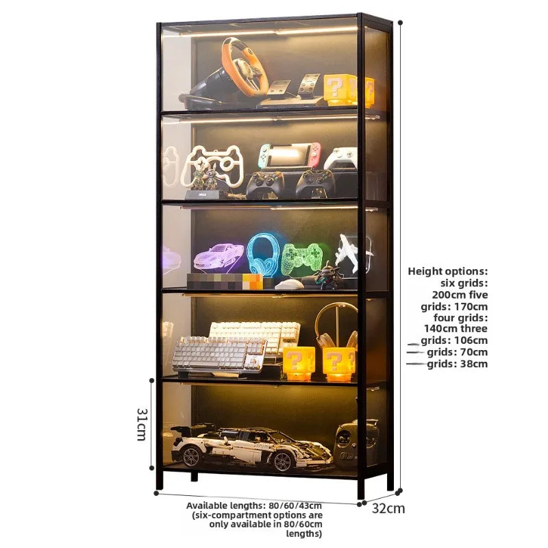 Armario de almacenamiento transparente de varias capas, puerta acrílica a prueba de polvo, gabinete para colección de zapatos, vitrina de productos, estante de exhibición