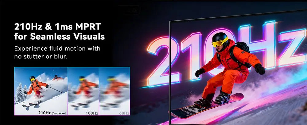 KTC H27T7P-2 Monitor para juegos IPS rápido QHD de 27 pulgadas 2560x1440 210Hz con overclocking 1ms MPRT HDR400 Adaptive Sync FreeSync G-Sync 400cd/m² 131% sRGB Soporte ergonómico Altura ajustable VESA Doble HDMI DP Luz az