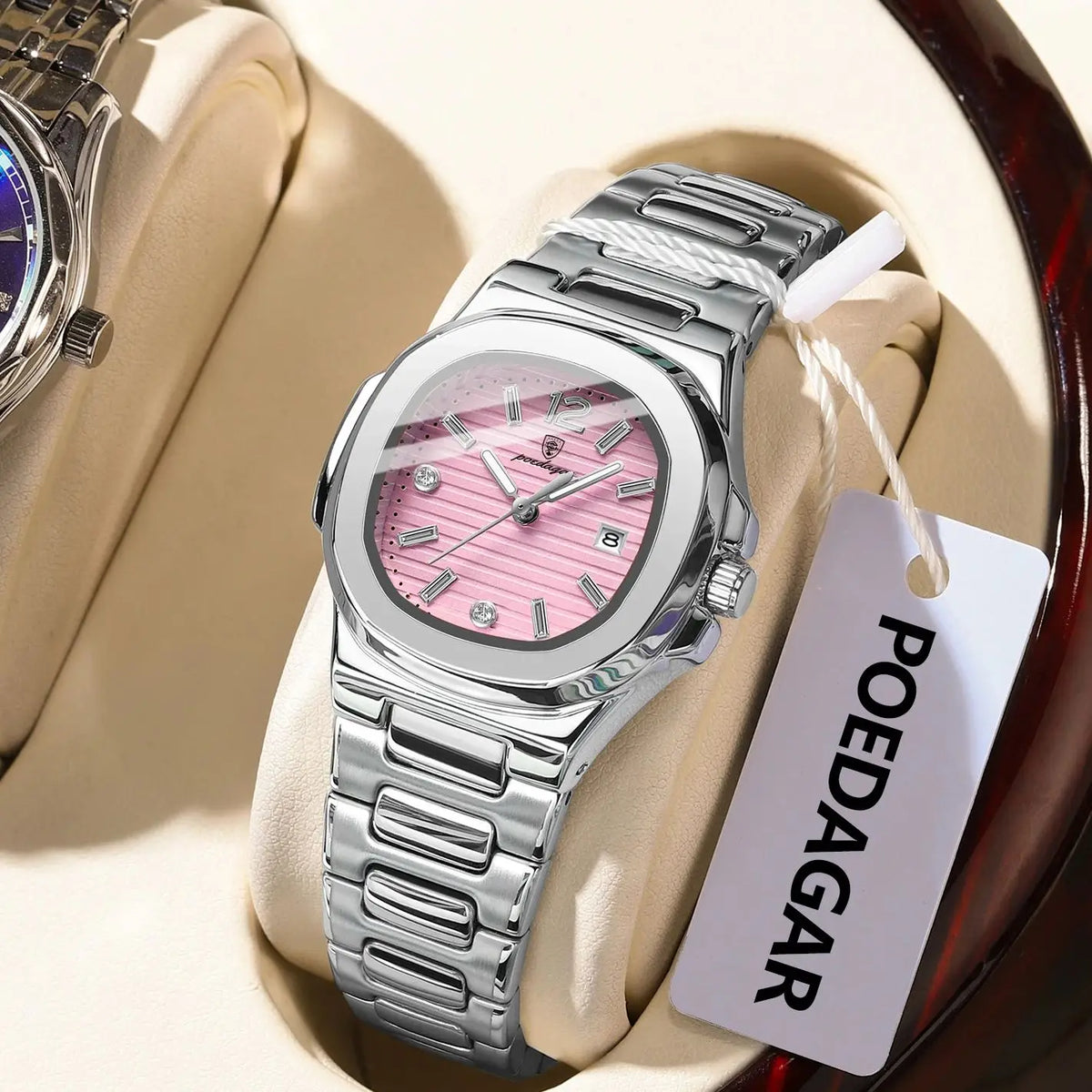 POEDAGAR Reloj de pulsera cuadrado de moda para mujer, luminoso, resistente al agua, con fecha, de lujo, de cuarzo de alta calidad para mujer, Reloj