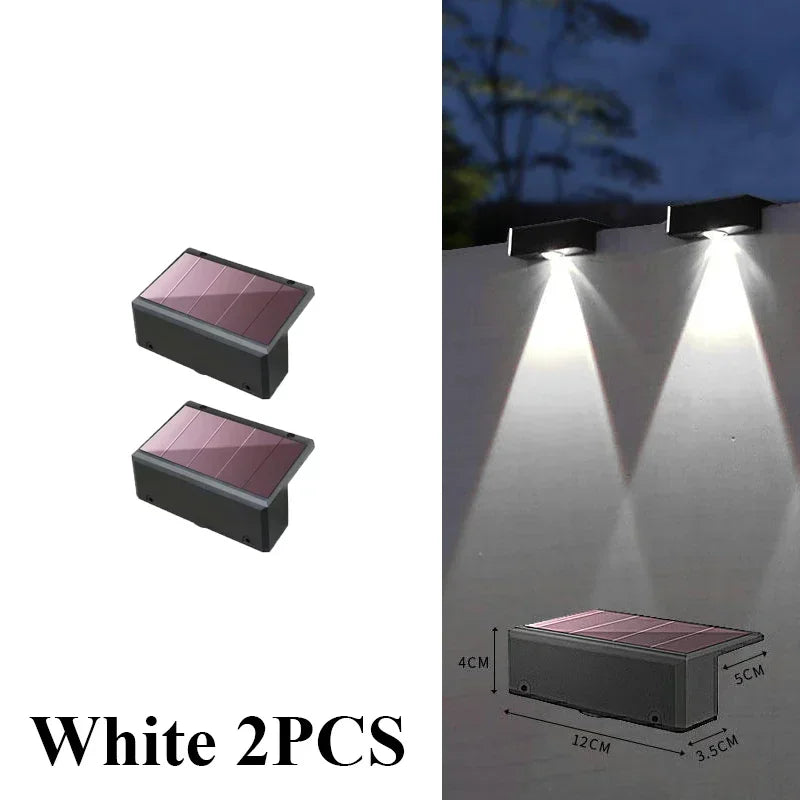 Apliques solares de pared para vallas, luces LED solares para exteriores, impermeables, iluminación descendente para barandillas, buzones, balcones y jardines