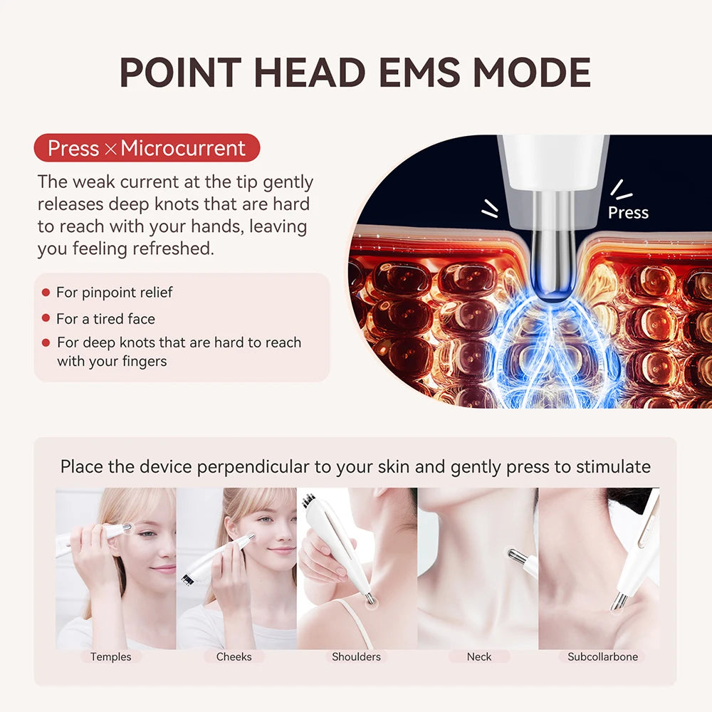 ANLAN Masajeador de puntos de acupuntura RF Diseño de doble cabezal y modo dual EMS alivia la fatiga RF+EMS reafirmante Dispositivo de belleza para el cuidado facial