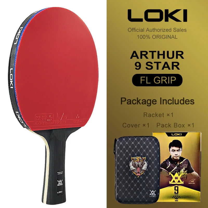Raqueta de Tenis de Mesa LOKI 9 Estrellas, Raqueta de Ping Pong Aprobada por la ITTF, Paleta Ligera de Carbono con Goma Adhesiva RXTON 5