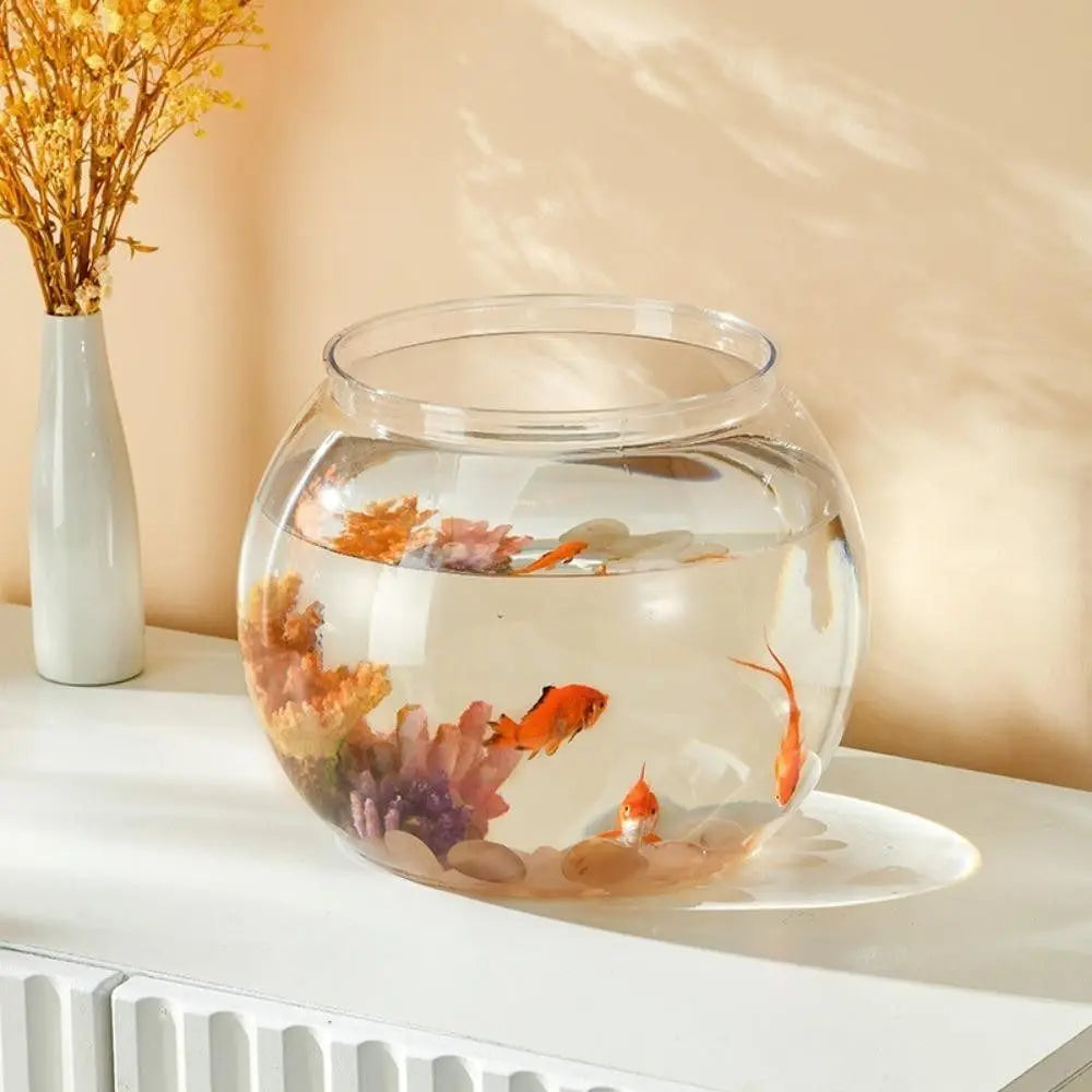 Portable Transparent Fish Tank Plastic Round Small Fish Bowl Unbreakable Lightweight Aquarium Home Decor