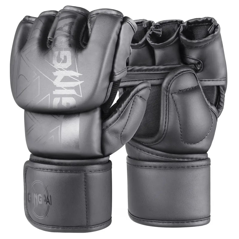 Guantes de boxeo, guantes de combate para hombres y mujeres, entrenamiento profesional MMA, guantes de boxeo de lucha de medio dedo, lucha libre Sanda