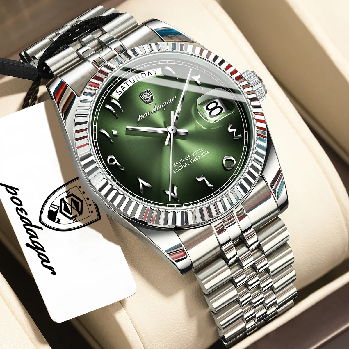 Reloj para hombre POEDAGAR de diseño moderno, de acero inoxidable, resistente al agua, estilo ejecutivo, con fecha, día de la semana, cuarzo, creativo, reloj de pulsera para hombre.