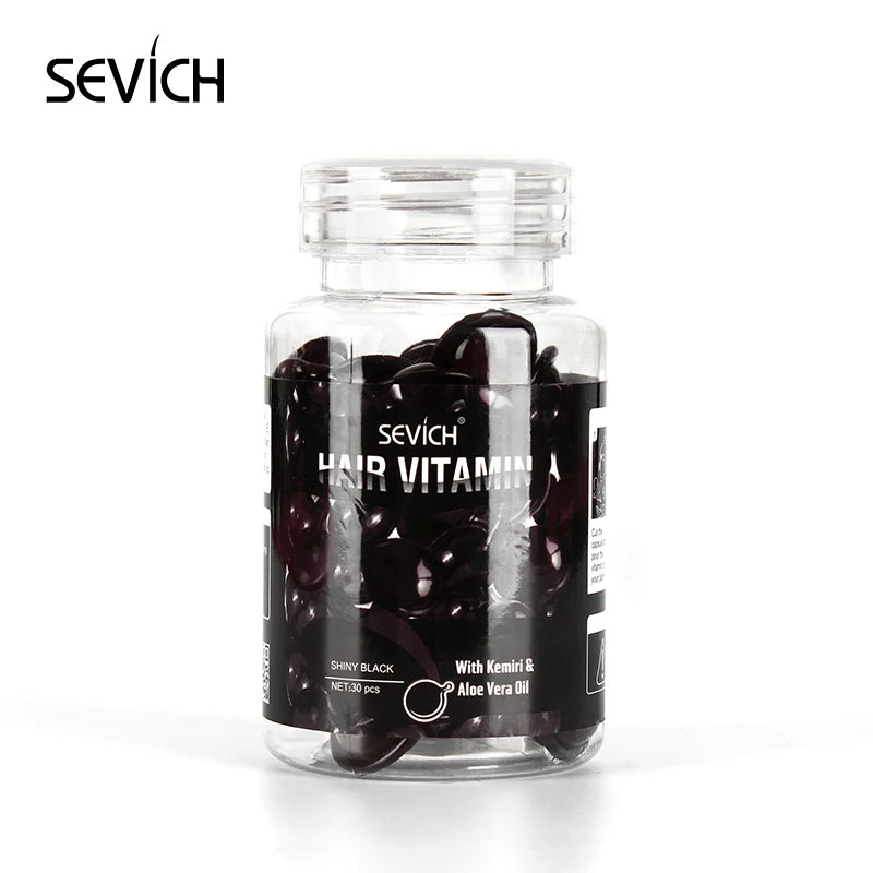 30 Uds. Cápsula de vitamina para el cabello antipérdida, aceite complejo de queratina, suero para el cabello suave y sedoso, mascarilla para el cabello, reparación de Frizz dañado Sevich
