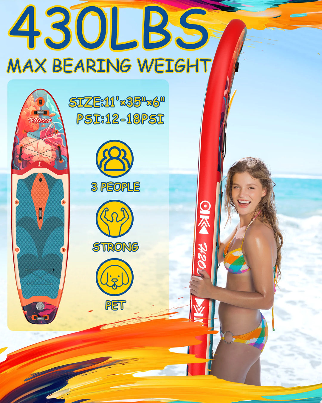 Tabla de SUP Inflable Portátil H20 de 11&